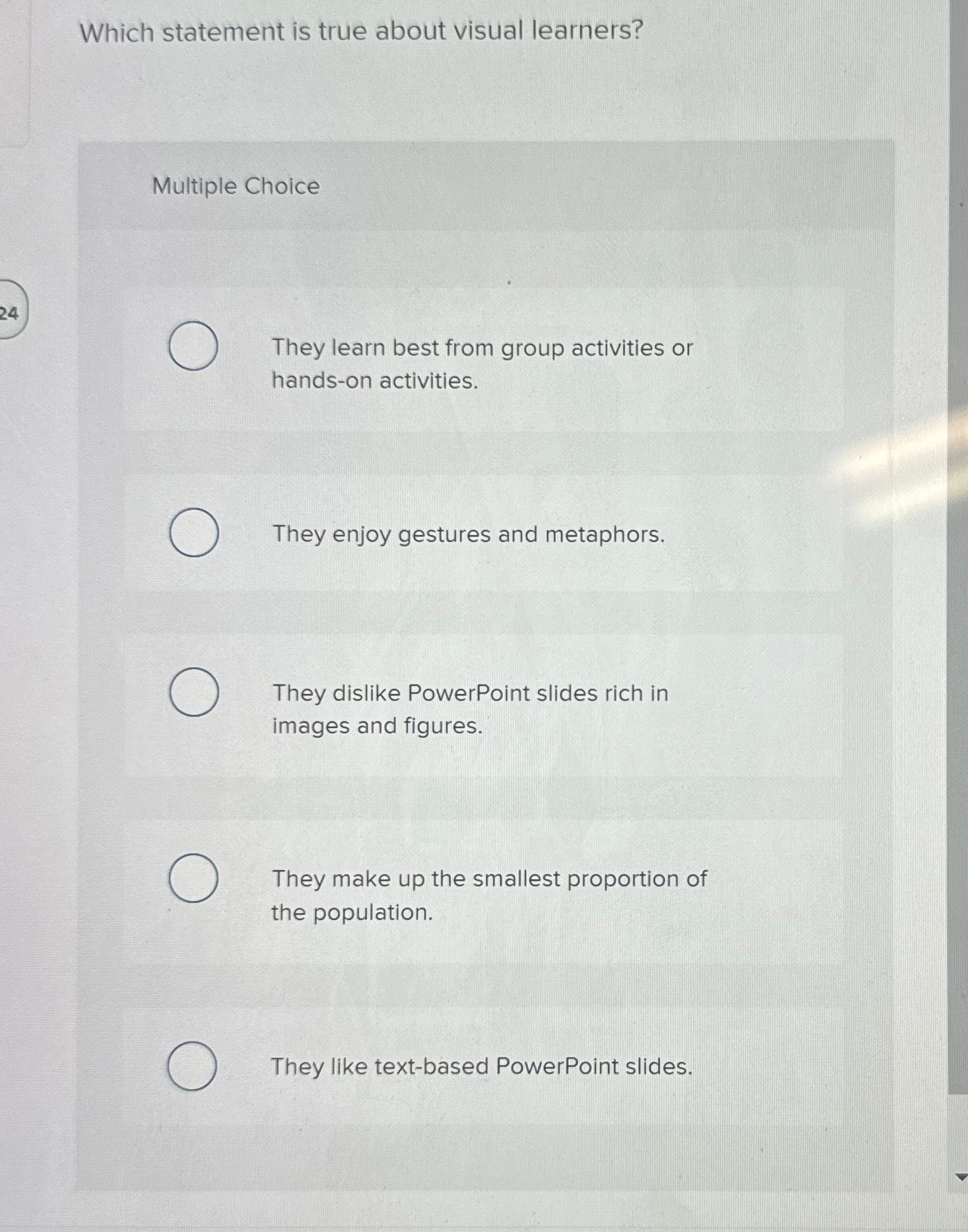Solved Which statement is true about visual | Chegg.com
