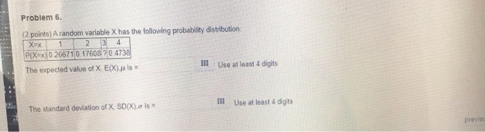Solved Problem 6. (2 points) A random variable X has the | Chegg.com