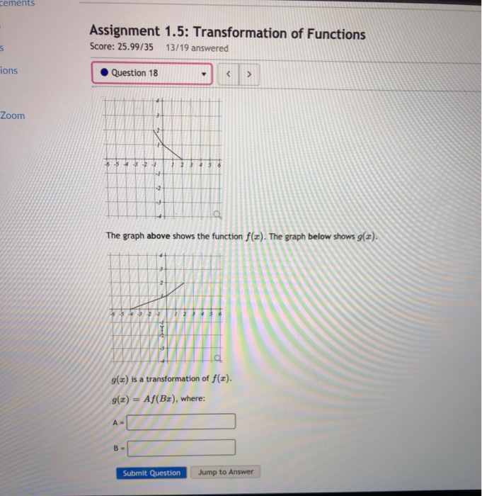 Solved cements Assignment 1.5: Transformation of Functions | Chegg.com