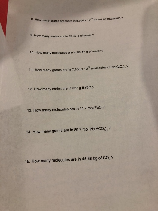 Solved Exercise Mole And Avogadro S Number Conversions Chegg Com Solved Exercise Mole And Avogadro S Number Conversions Chegg Com