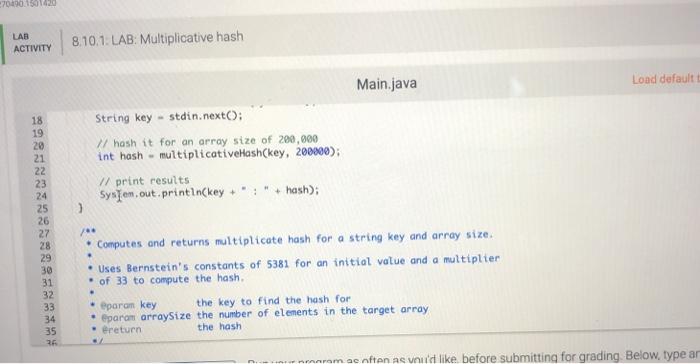 Solved 8.10 LAB: Multiplicative hash Complete the | Chegg.com