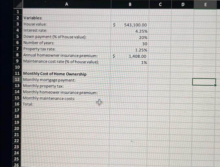 Solved The accompanying Homeownership spreadsheet contains a | Chegg.com