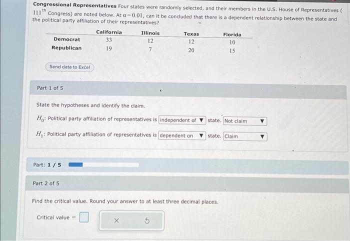 Solved Congressional Representatives Four States Were | Chegg.com