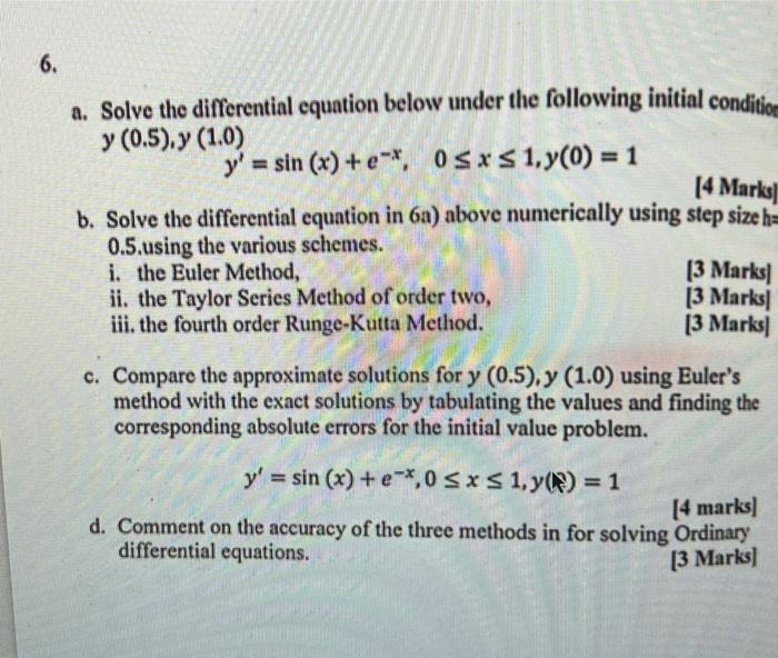 Solved 6. [4 Marks] a. Solve the differential equation below | Chegg.com