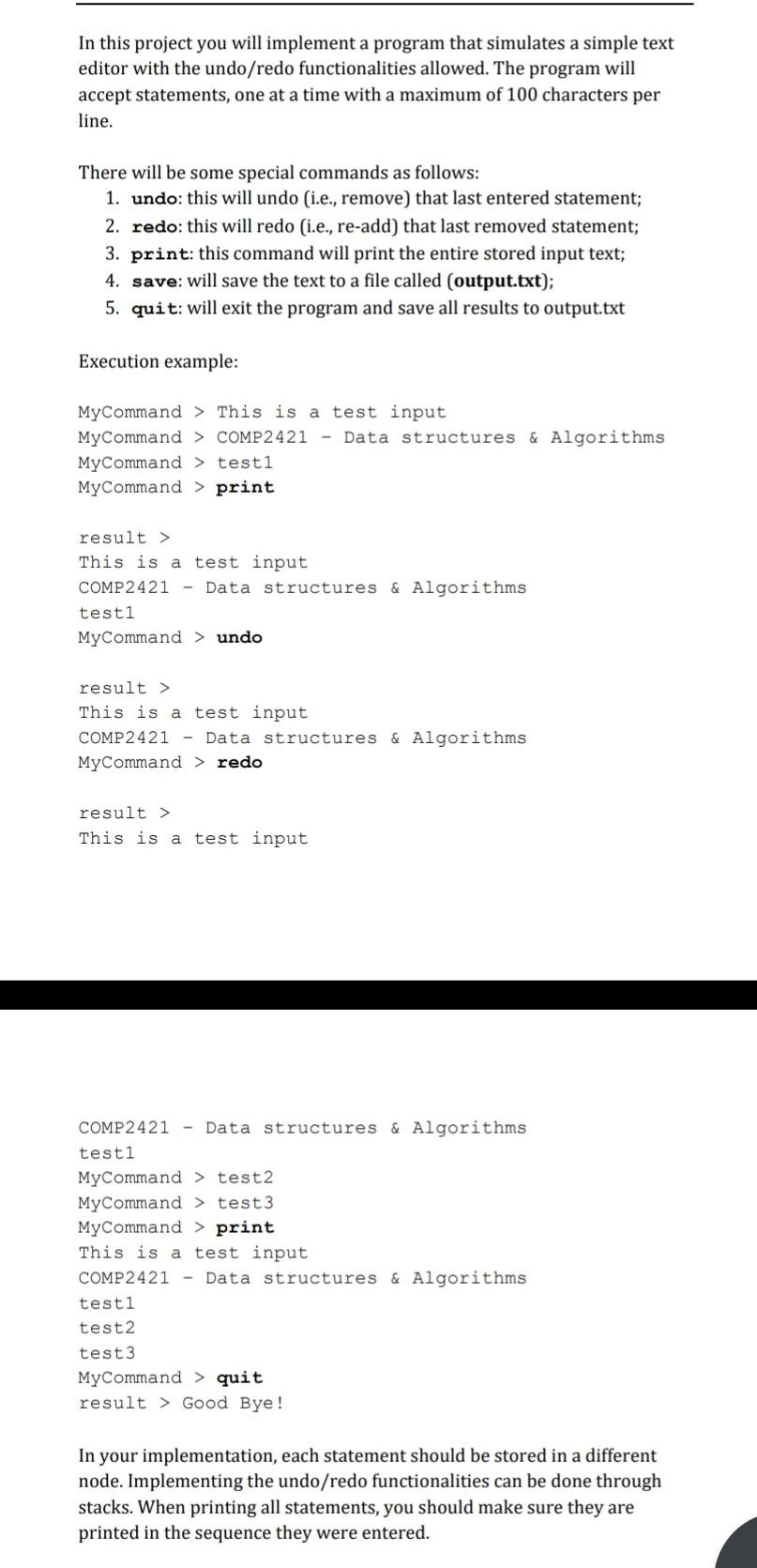 Solved In this project you will implement a program that | Chegg.com