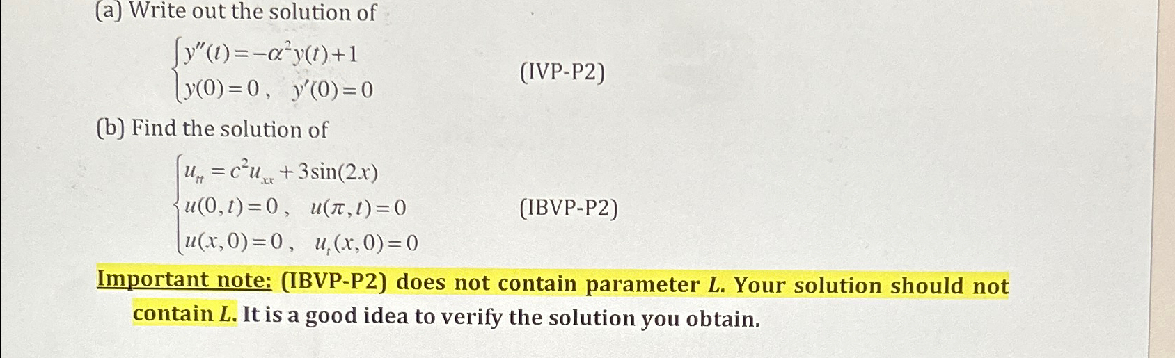 This is Applied math. This problem involves initial | Chegg.com