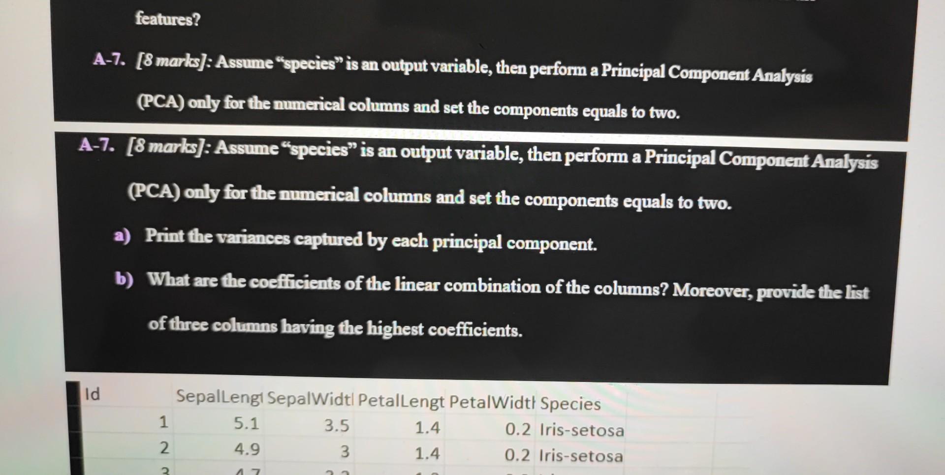 A-1. [9 marks]: Read the HW3_DataA and print the | Chegg.com