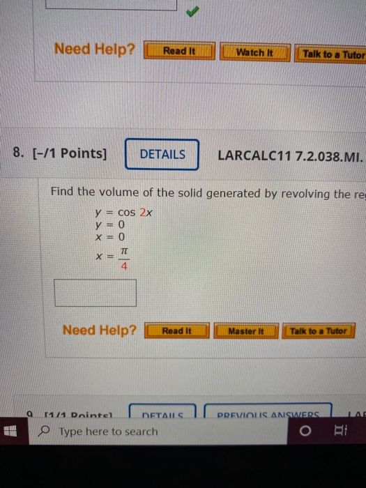 Solved Need Help? Read It Watch It Talk to a Tutor 8. [-/1 | Chegg.com