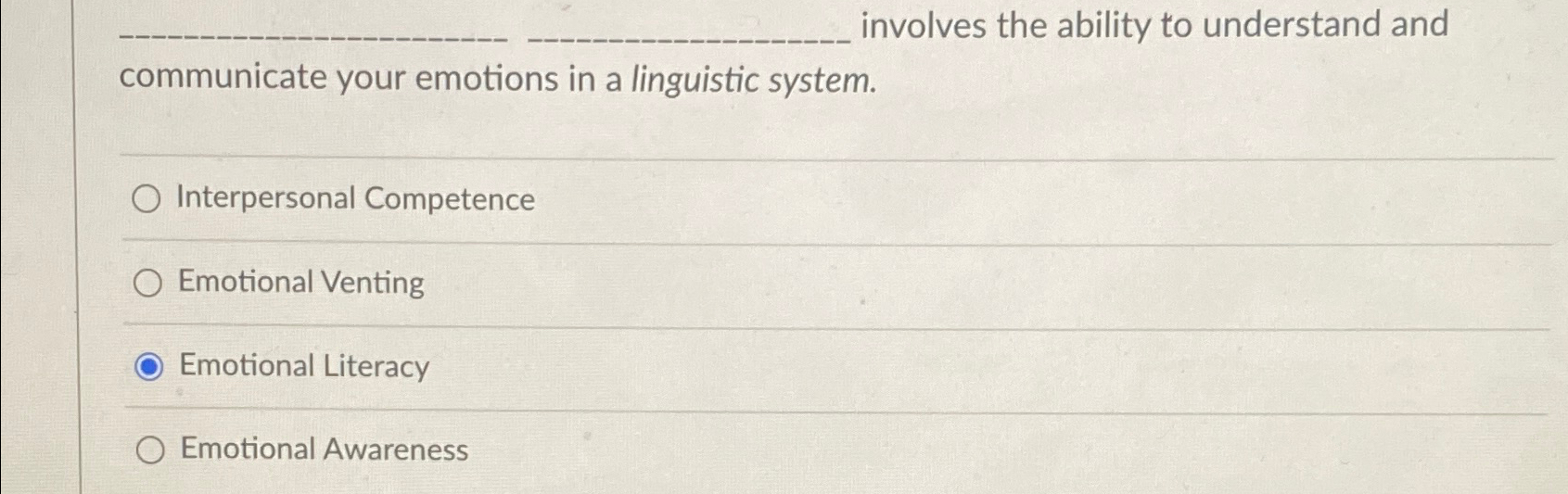 Solved involves the ability to understand and communicate | Chegg.com