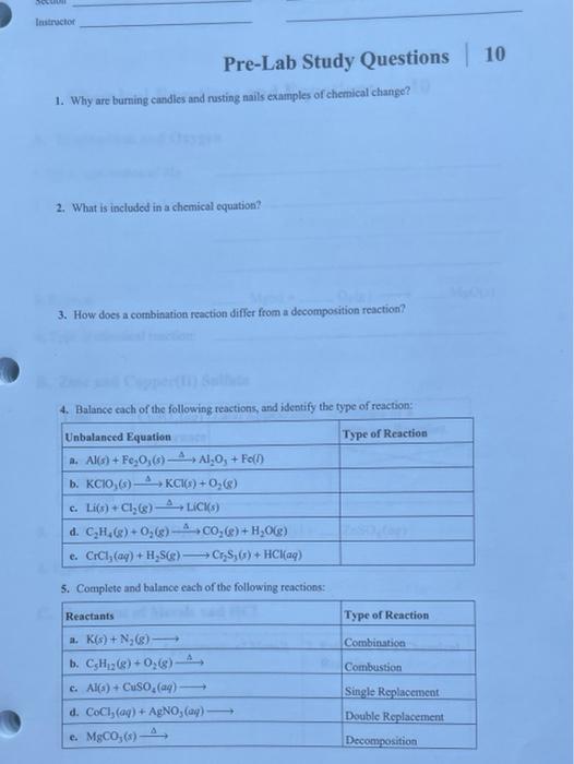 Solved SC Instructor PreLab Study Questions 10 1. Why are