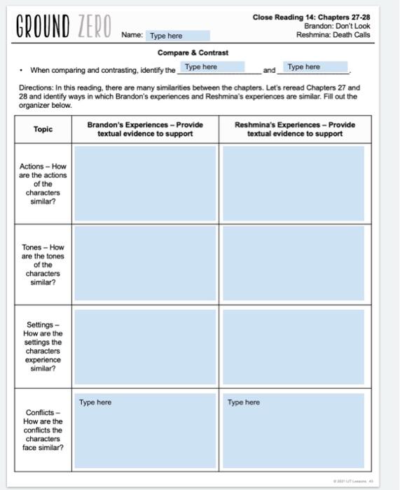 When comparing and contrasting, identify the and | Chegg.com