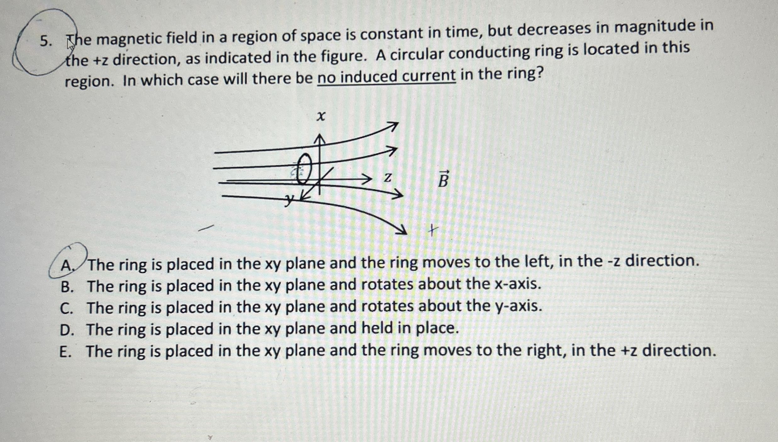 Solved The magnetic field in a region of space is constant | Chegg.com
