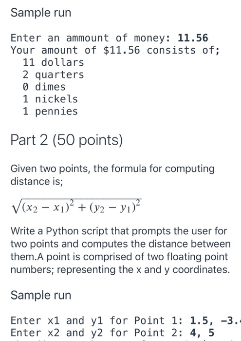 solved problem 2 - lab (5 points)write a python... Solved Instructions 1. For each part of the lab; create a | Chegg.com