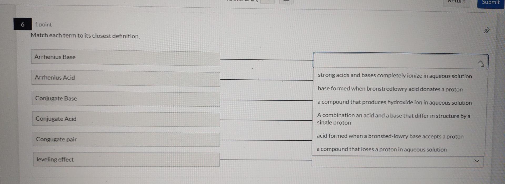 Solved 6 1 point Match each term to its closest definition.