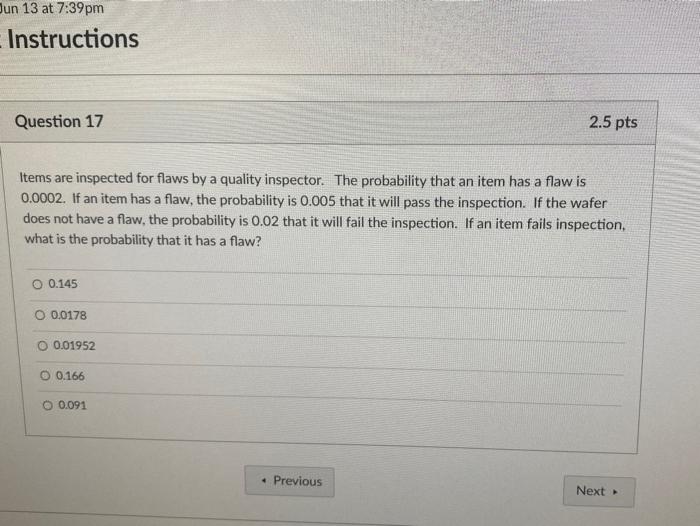 Solved Jun 13 at 7:39 pm Instructions Question 17 2.5 pts | Chegg.com