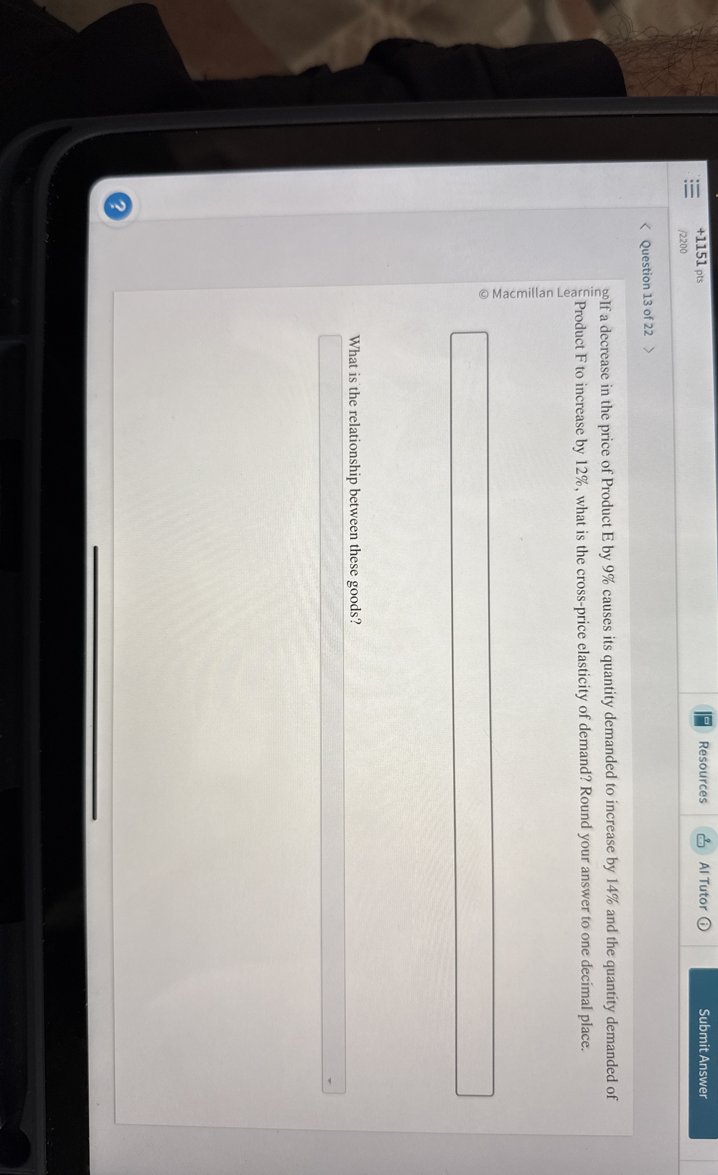 Solved Question 13 ﻿of 22ResourcesAl Tutor12200Question 13 | Chegg.com