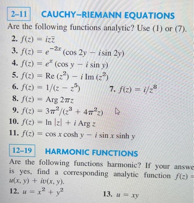 Solved 2 C 2 11 Cauchy Riemann Equations Are The Chegg Com
