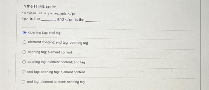 Solved In the HTML code: This is a paragraph. is the and | Chegg.com