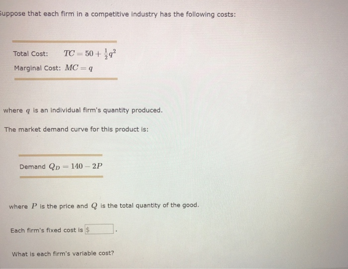 Solved Suppose that each firm in a competitive industry has | Chegg.com