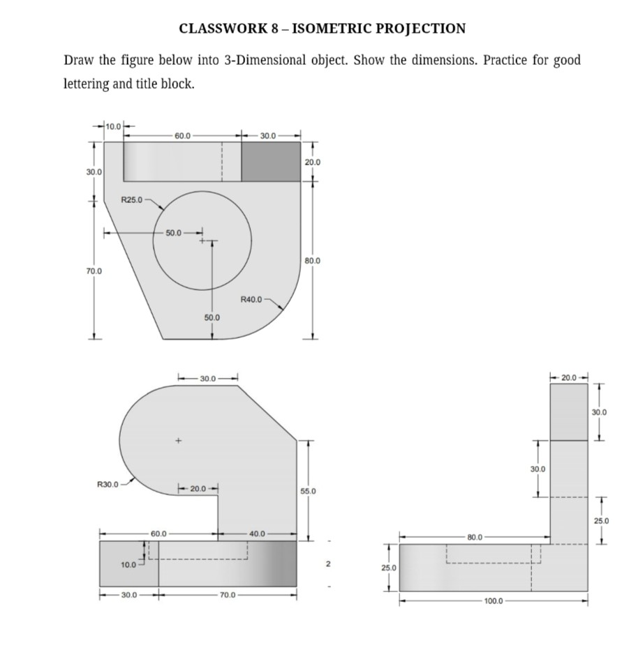 Solved CLASSWORK 8 - ISOMETRIC PROJECTION Draw The Figure | Chegg.com