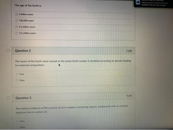 Solved Some sccount VICE WERE The age of the Earth is 4 | Chegg.com