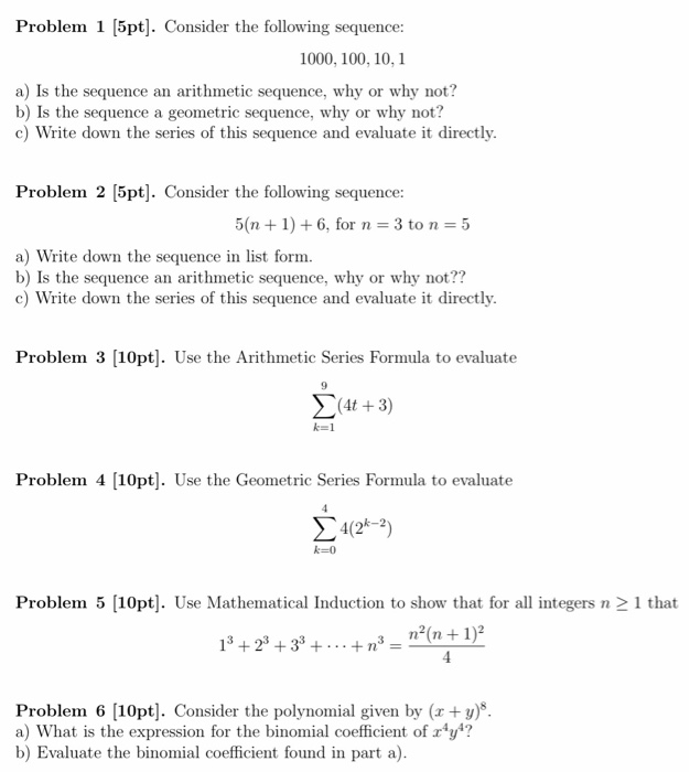 Solved Problem 1 [5pt). Consider The Following Sequence: | Chegg.com