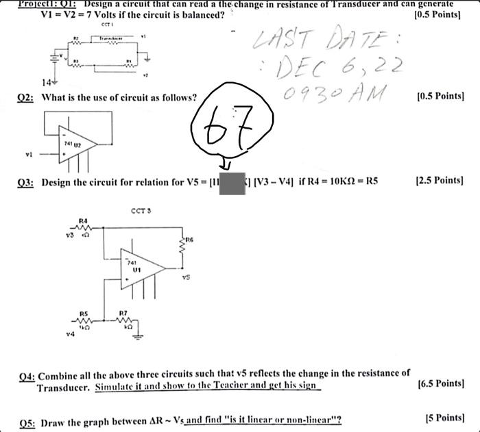 Solved Q1. Design a circuit that can read the change in | Chegg.com