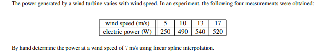 Solved The power generated by a wind turbine varies with | Chegg.com
