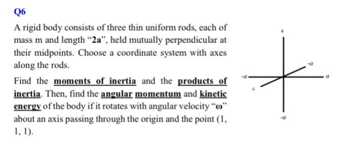 Solved Q6 A rigid body consists of three thin uniform rods, | Chegg.com