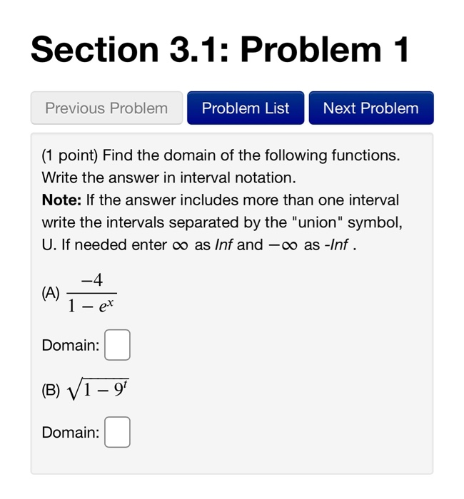 Solved Section 3.1: Problem 1 Previous Problem Problem List | Chegg.com