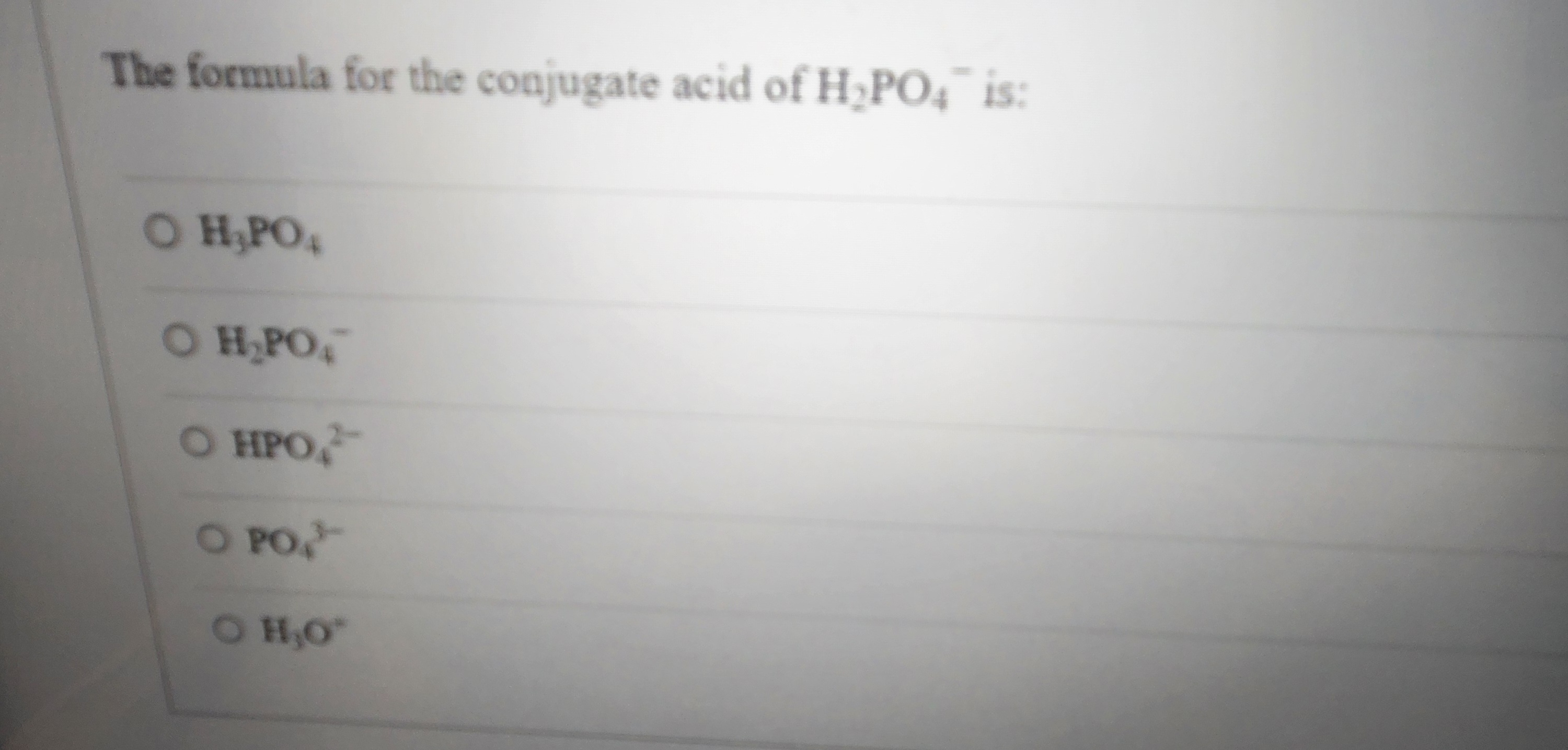 Solved The formula for the conjugate acid of | Chegg.com