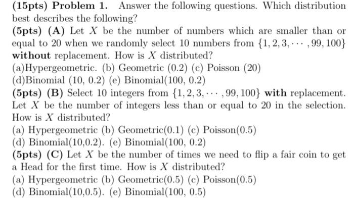 Solved (15pts) Problem 1. Answer the following questions. | Chegg.com