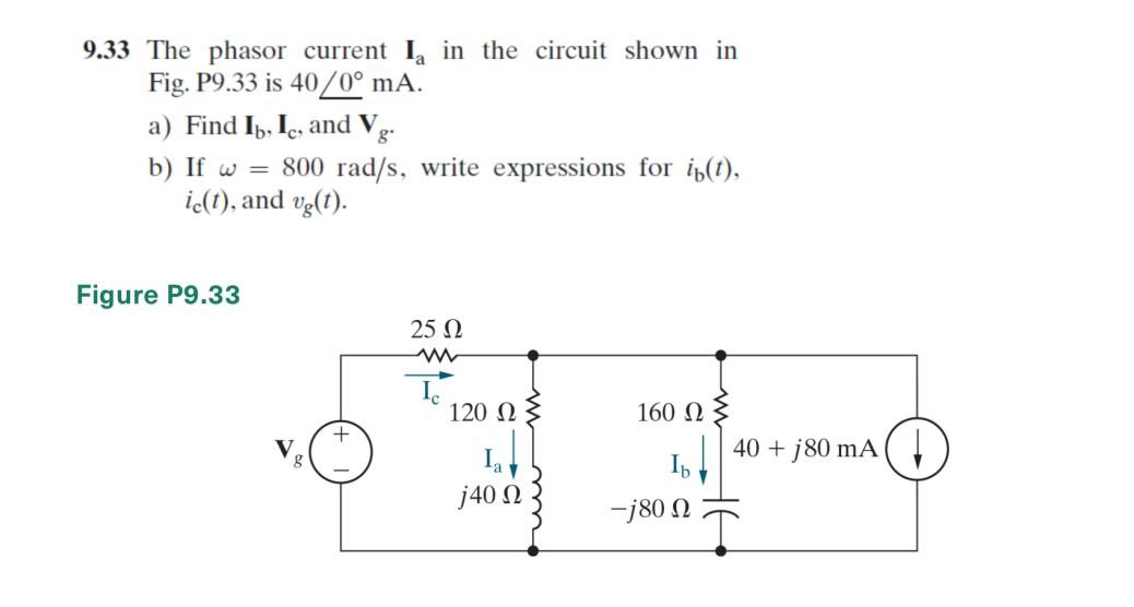 Solved 9.33 The phasor current Ia in the circuit shown in | Chegg.com