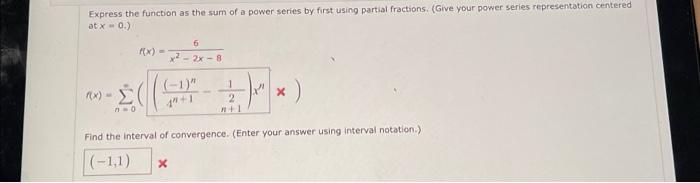 Solved Express the function as the sum of a power series by | Chegg.com