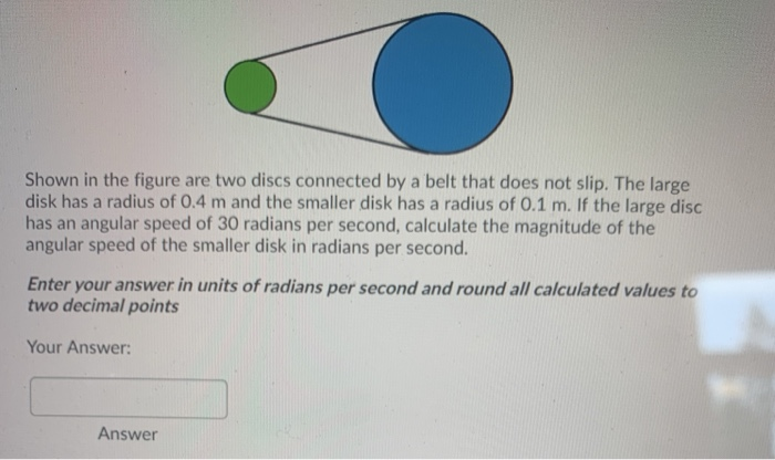 Solved Shown in the figure are two discs connected by a belt | Chegg.com