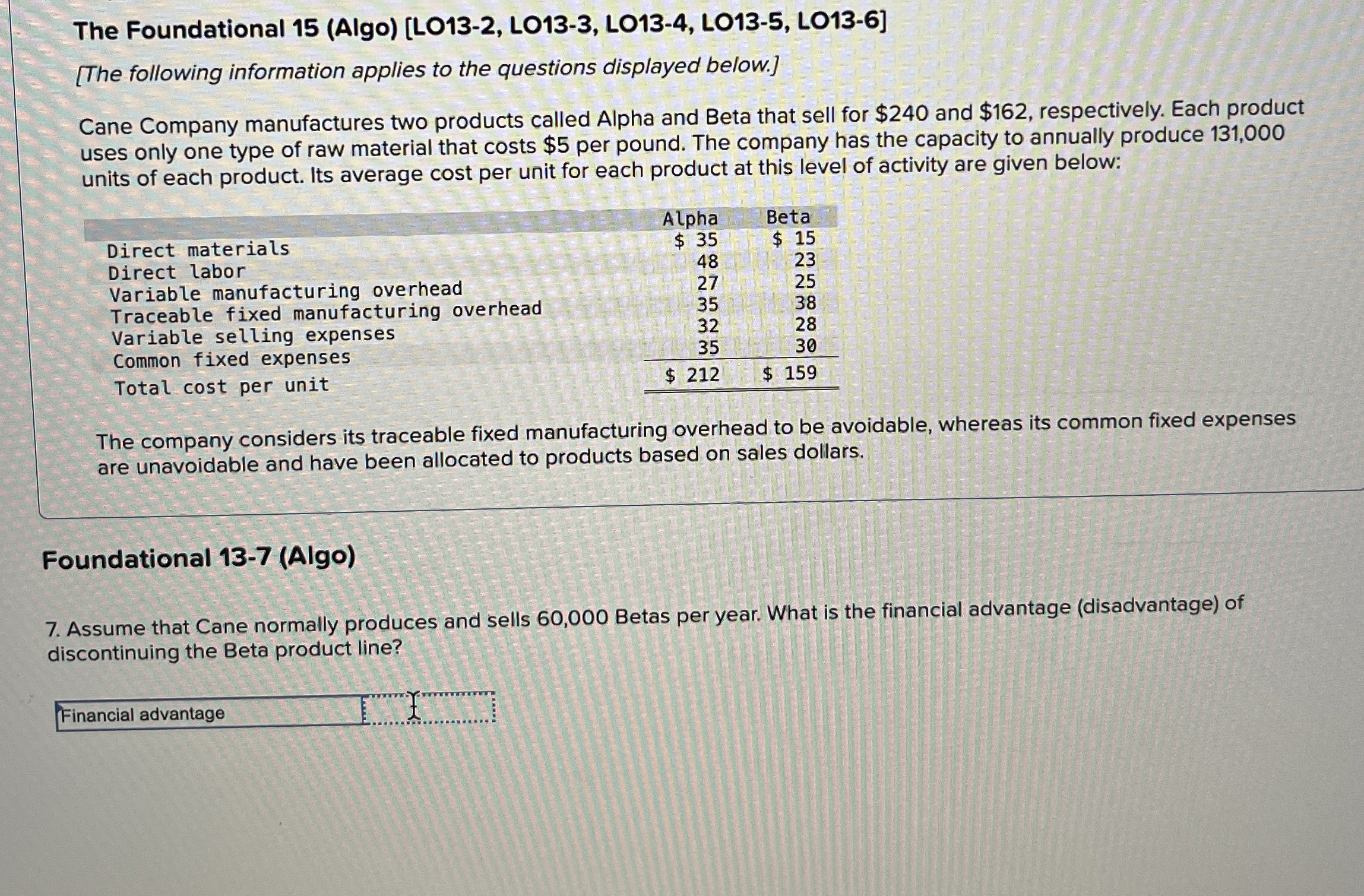 Solved Solve this problem for managerial accounting. 7. | Chegg.com