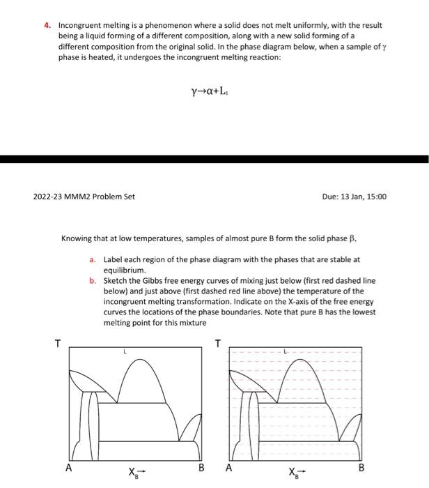 Solved 4. Incongruent melting is a phenomenon where a solid
