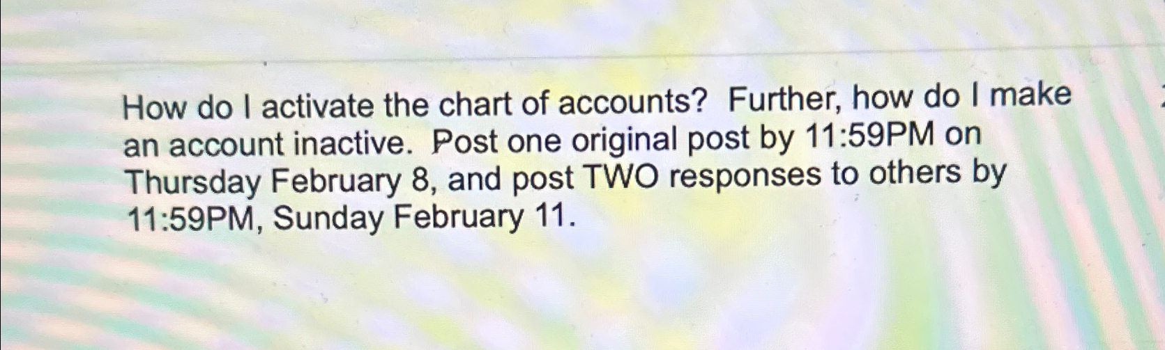 Solved How do I activate the chart of accounts? Further, how