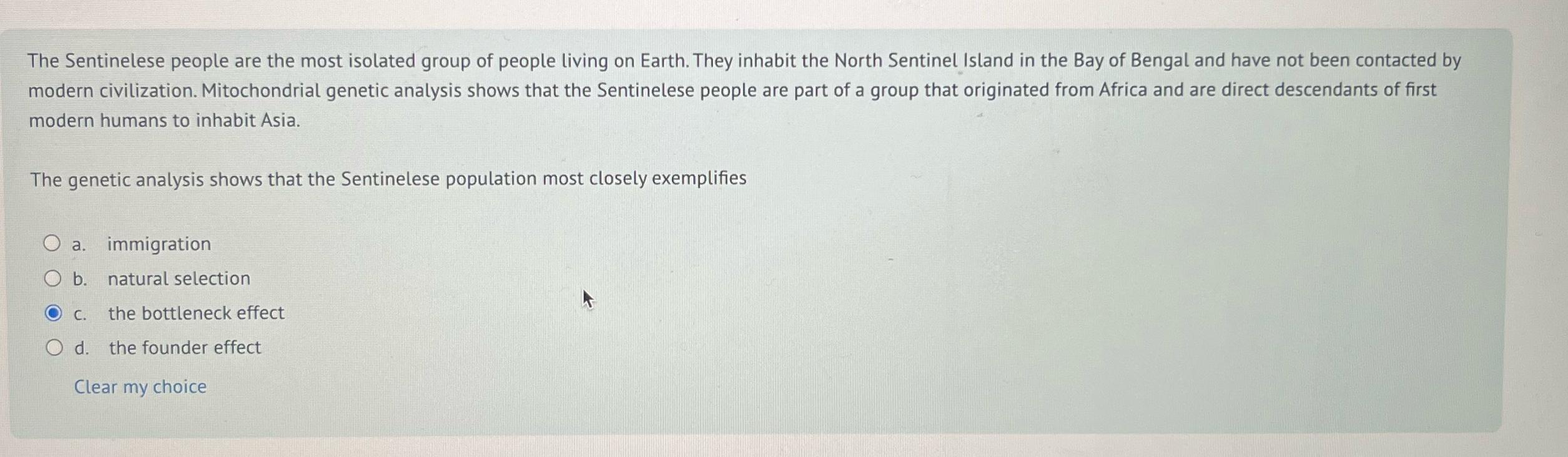 Solved The Sentinelese people are the most isolated group of | Chegg.com