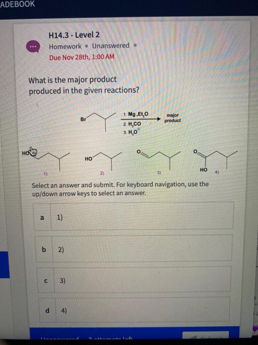 Adebook H14 3 Level 2 Homework Unanswered Due Chegg Com