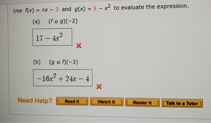 Use F X 4x 3 And G X 5 X2 To Evaluate The Chegg Com