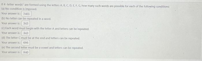 Solved If 4 -letter words" are formed using the letters A, | Chegg.com