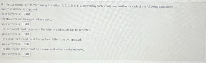 Solved If 4 -letter words