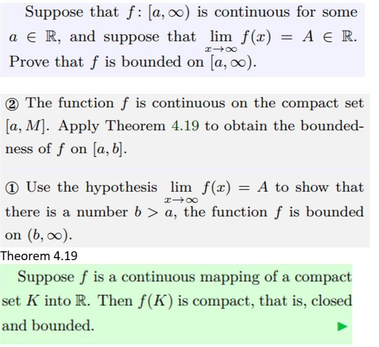 Solved Suppose that f:[a,∞) is continuous for some a∈R, and | Chegg.com