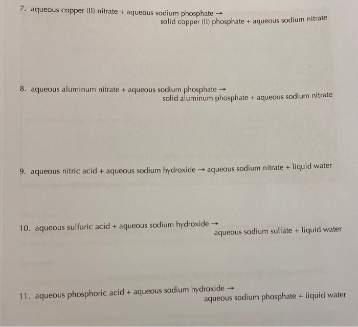 Solved 7. aqueous copper (II) nitrate + aqueous sodium