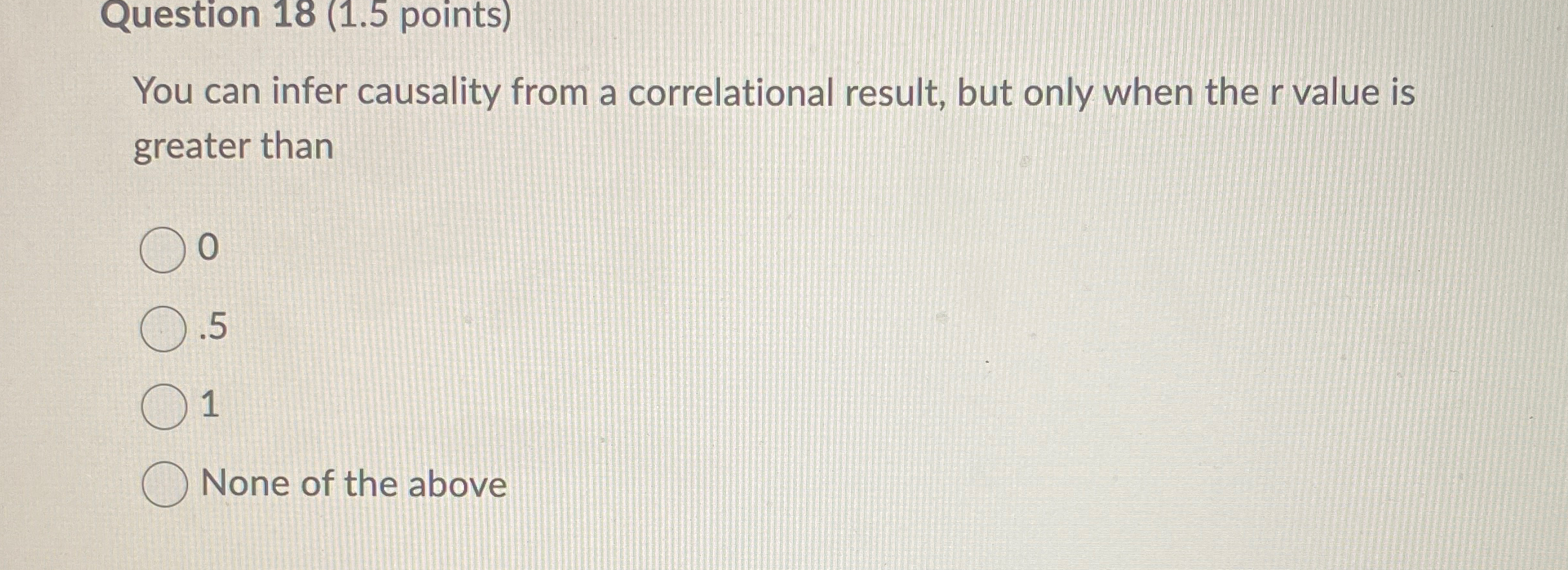 Solved Question 18 (1.5 ﻿points)You can infer causality from | Chegg.com