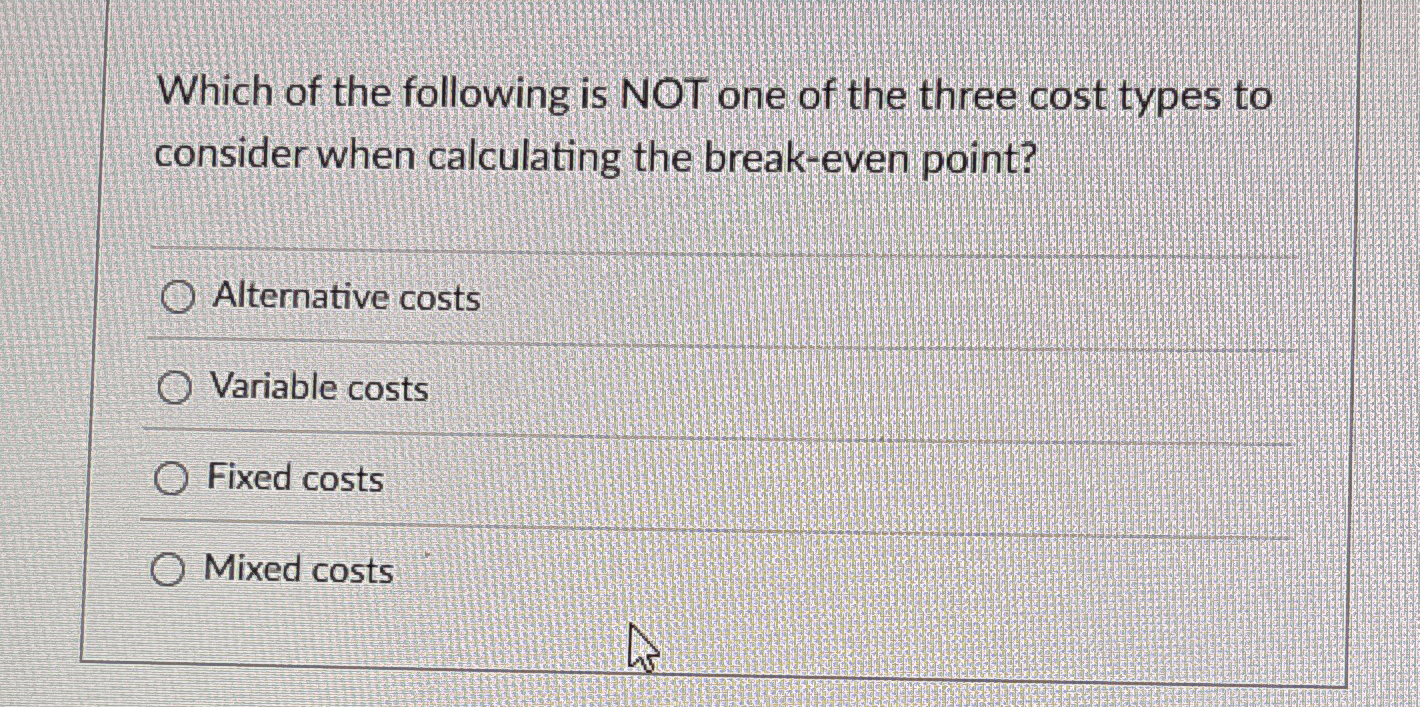 Solved Which of the following is NOT one of the three cost | Chegg.com