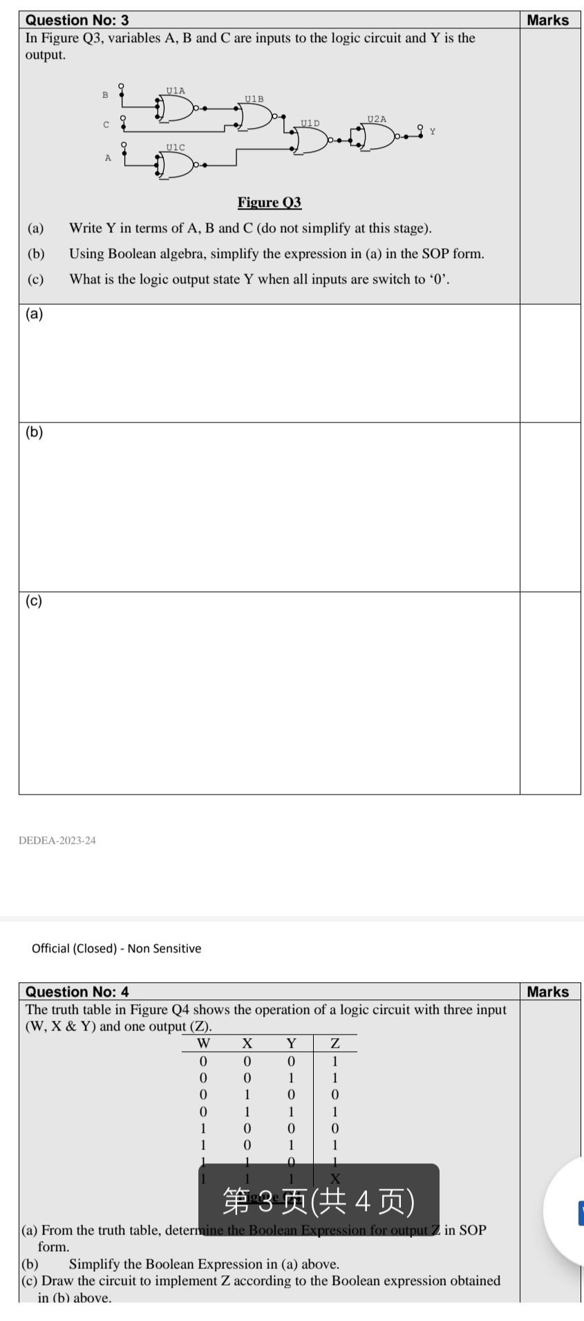 Solved For the Boolean expression, Y=DC(A+B)+DˉCBˉA+DCBAˉ | Chegg.com