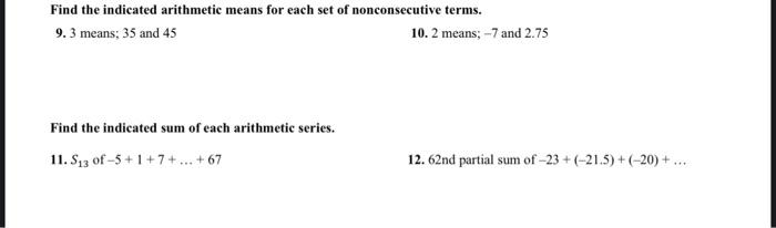 arithmetic means of 2 3 4 5 7 9