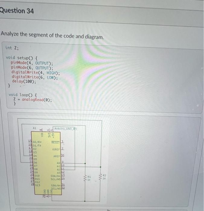 Solved Question 34 Analyze the segment of the code and | Chegg.com